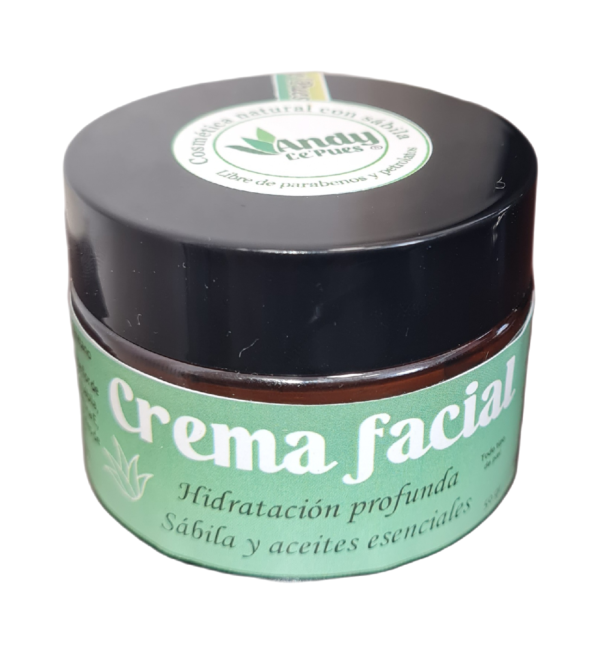 Crema facial con sábila y aceites esenciales