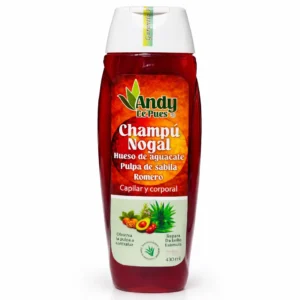 Champú Nogal Andy LePlus en botella (1) Champú Nogal con Hueso de Aguacate y Romero